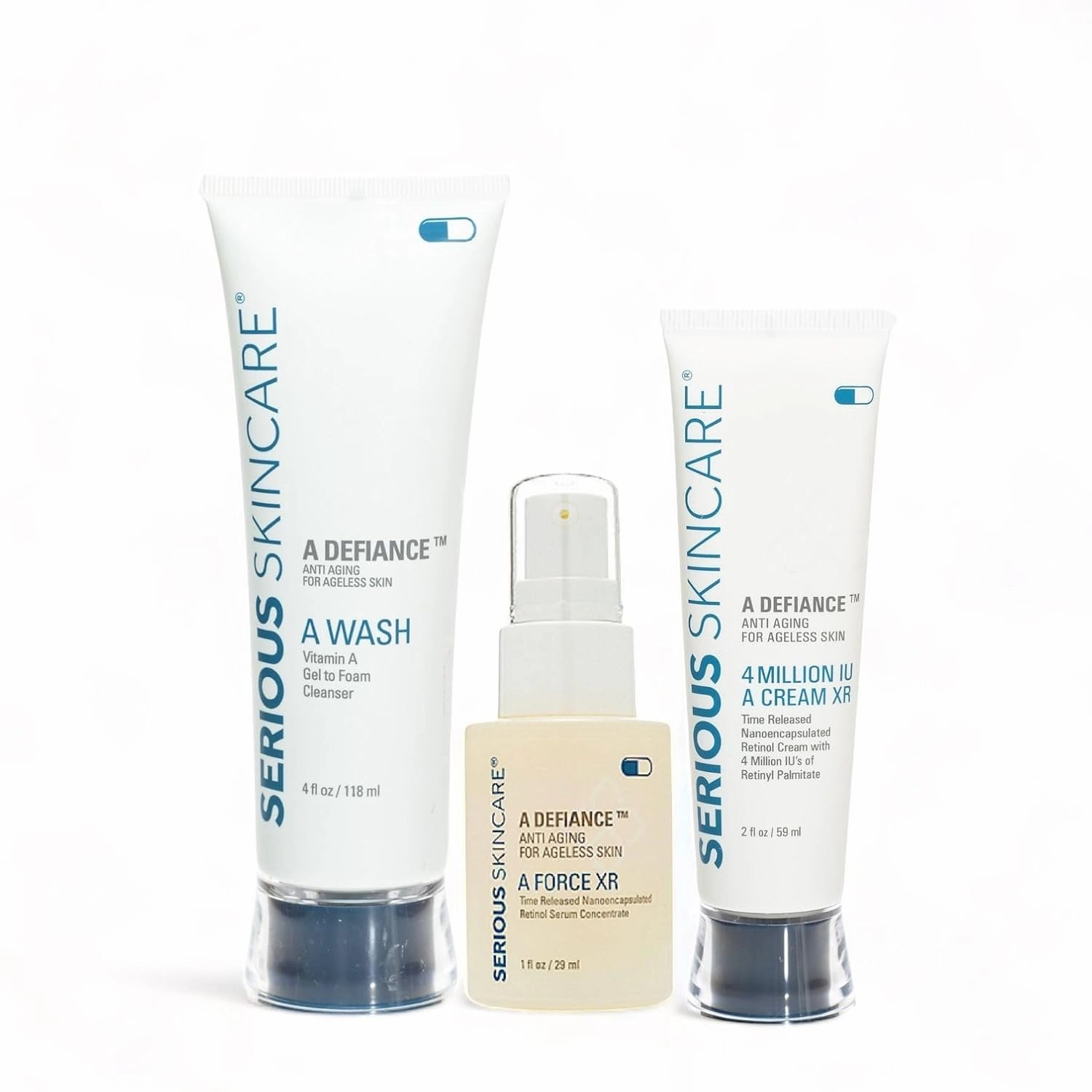 Retinol Anti-Aging Skin Care Set - Serum, Facial Moisture Cream & Face Wash - Smooth Fine Lines, Deep Wrinkles and Minimize Pores - Serious Skincare - 3 Piece Kit