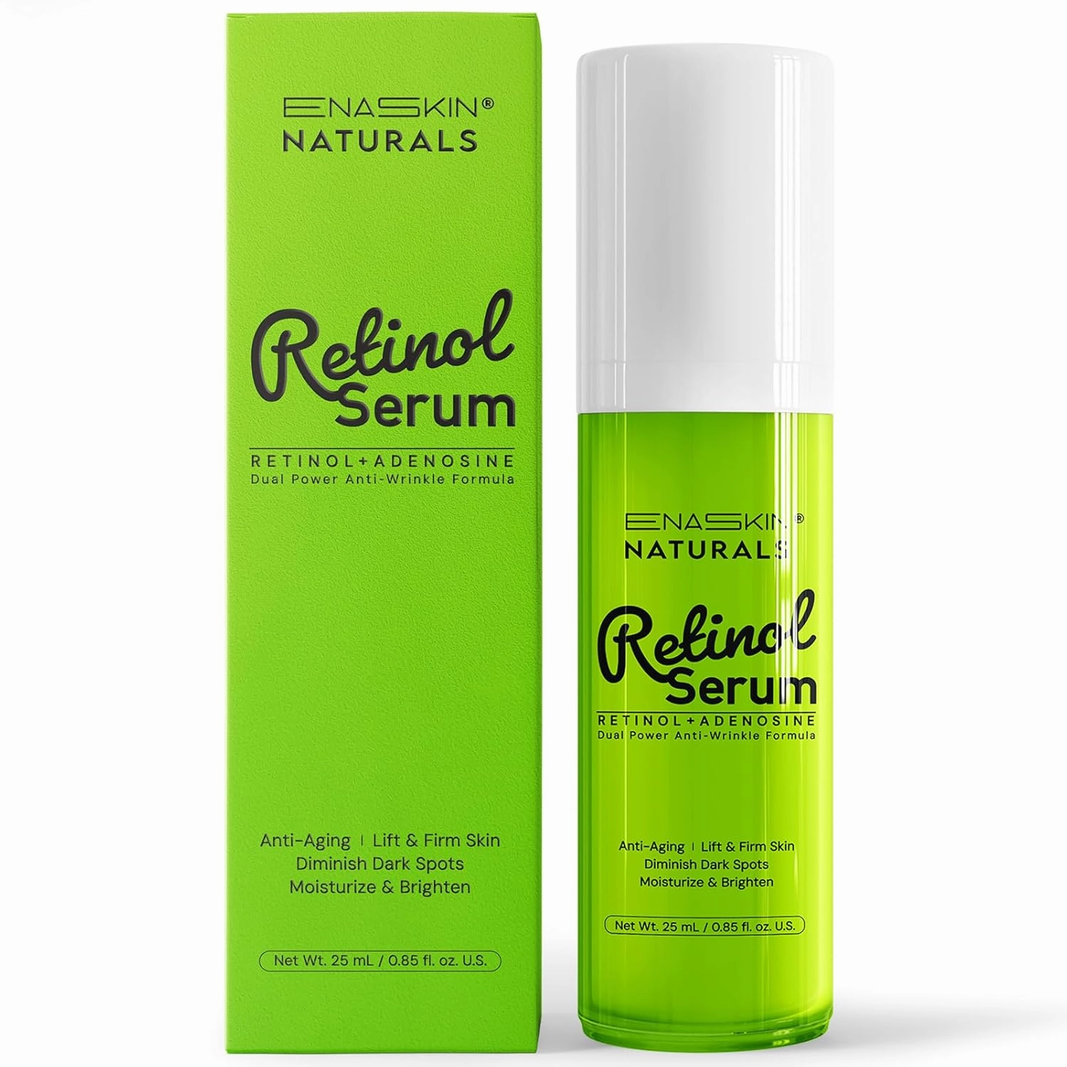 Retinol Anti-Wrinkle Serum for Face: Enaskin Naturals Moisturizing, Smoothing, Hydrating Serum Anti-Aging Lotion 0.85 FL OZ