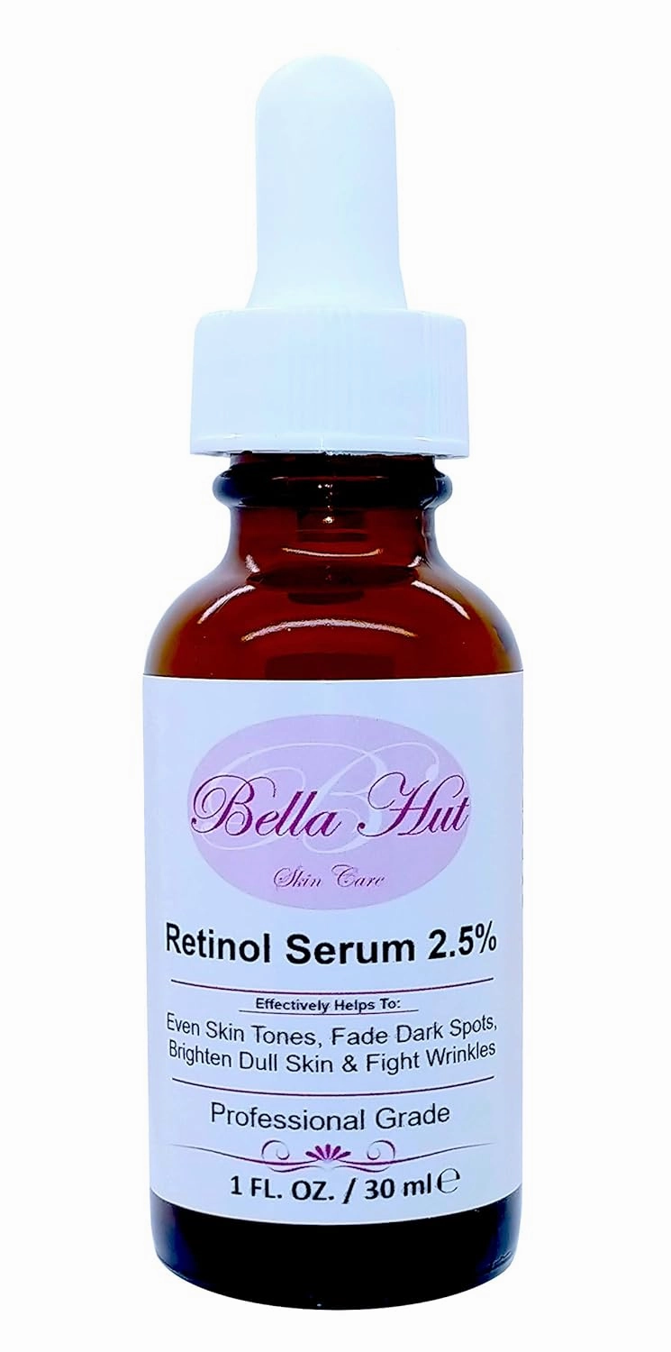 RETINOL FACE SERUM 2.5% - Anti-Aging Serum For Face - Helps Reduce Wrinkles, Fine Lines and Evens Skin Tones - 1 fl oz - Bellahut (1 OZ)