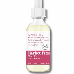 Retinol Repair & Firm Serum with Niacinamide, Glycolic, Ferulic Acid | Fragrance-Free | 2 fl oz