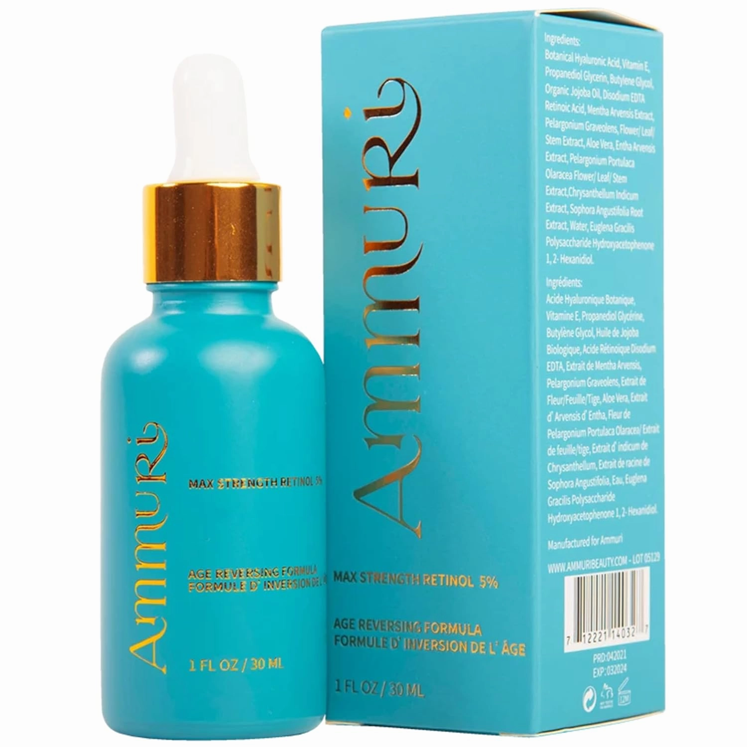 Retinol Serum 5% - Anti Aging Formula, High Strength Face Serum for Women, Best for Skin Care, Acne Treatment, Dark Circles, 30ml