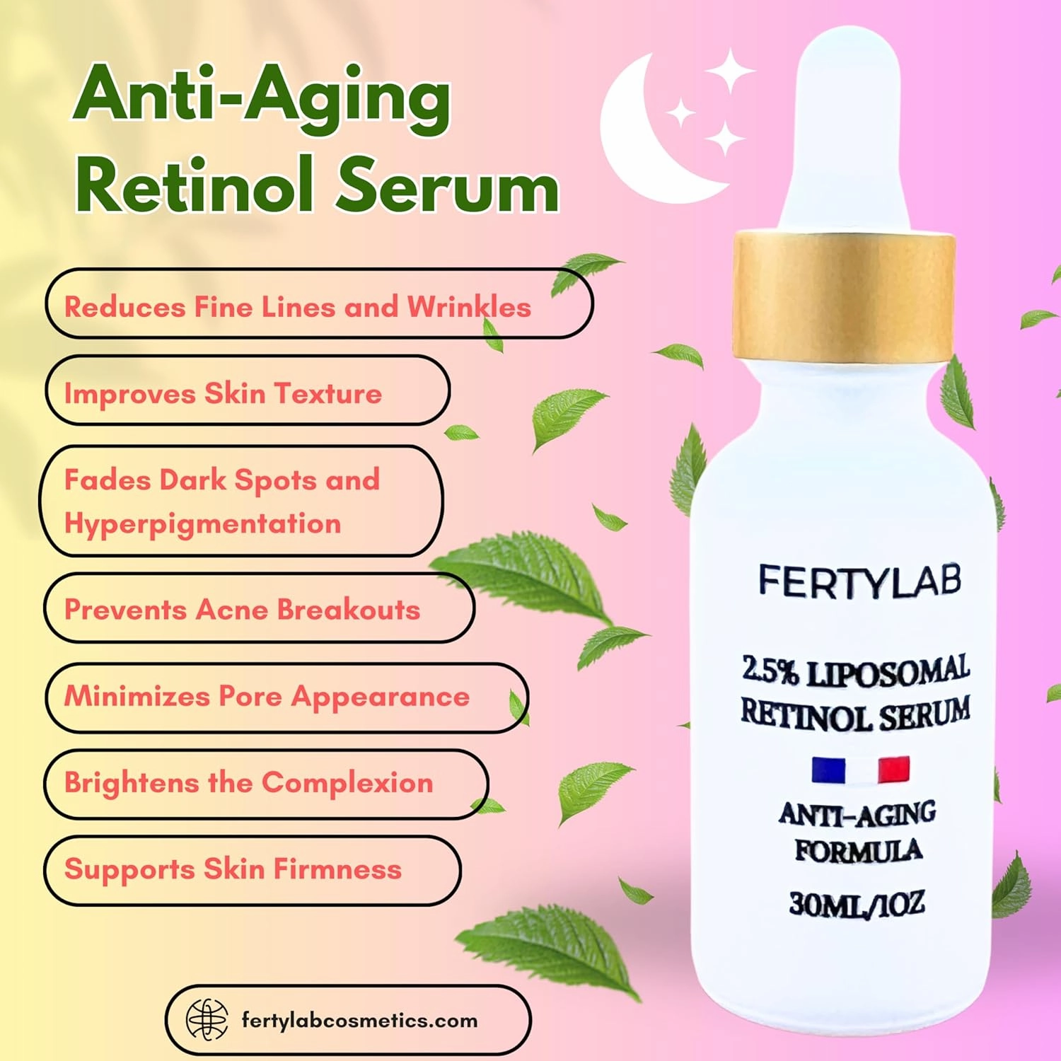 Retinol Serum - 2.5% Liposomal Retinol – Anti-Aging Face Serum – Reduces Wrinkles, Fine Lines & Dark Spots – Made in USA with Premium Ingredients – 1 fl oz