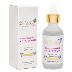 Revitalize Vegan Hyaluronic Acid Serum for Face - Deeply Hydrating Hypoallergenic Face Serum Hyaluronic Acid with Organic Coconut Oil and Jojoba Oil for Aging Skin - 2 Ounces