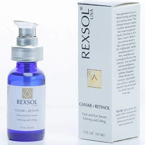 REXSOL CAVIAR   RETINOL Face and Eye Serum Firming and Lifting | With Vitamin C, Vitamin E & Vitamin A | Hybrid Sunflower & Caviar Oil | Revives the tone and texture of youthful skin. (30 ml/1 fl oz)