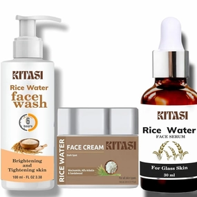 Rice Water Face Wash 100 ml & Cream 50ml And serum 30 ml , Hydration & Glow , skin care combo