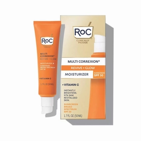 RoC Multi Correxion Revive   Glow, 10% Active Vitamin C Serum for Face, Daily Anti-Aging Wrinkle & Skin Tone Skin Care Treatment, Brightening Serum for Dark Spots, Sunscreen SPF 30, 1.7 OZ