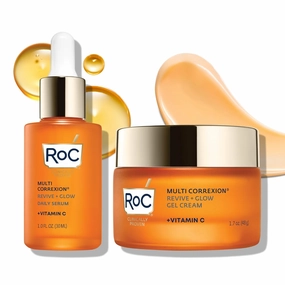 RoC Multi Correxion Revive   Glow Skin Care Regimen Bundle: Vitamin C Serum for Face   Vitamin C Cream for Tighter, Brighter Skin