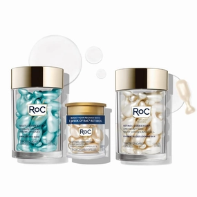 RoC Retinol Correxion Anti-Aging Wrinkle Night Serum (30 CT)   RoC Multi Correxion Hyaluronic Acid Night Serum Capsules (30 CT) & sample, Skin Care Routine Bundle