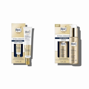 RoC Retinol Correxion Deep Wrinkle Anti-Aging Night Cream, 1 Ounce Retinol Correxion Deep Wrinkle Retinol Face Serum, 1 Ounce Bundle (Packaging May Vary)