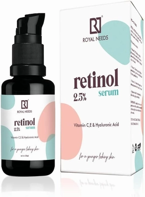 Royal Needs Retinol 2.5% SERUM with VIT C & E,HYALURONIC & GLYCOLIC Acid for Anti-Aging 30(ml) Premium Pack