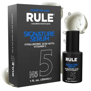 RULE No.5 Vitamin C Face Serum for Men with Hyaluronic Acid, Caviar & Niacinamide, Anti Aging Serum for Face Fine Lines, Wrinkles, Dark Spots, Brightening Skin, Antioxidant Facial Serum for Men, 30 mL
