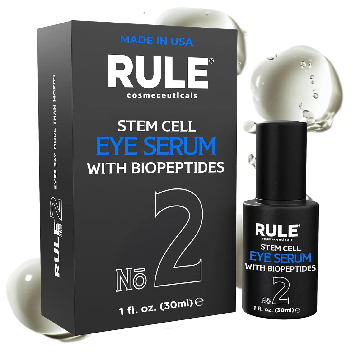 RULE Under Eye Serum for Dark Circles and Puffiness - Advanced Anti Aging Argan Stem Cell Serum Eye Bags Treatment for Men, Firm Lift & Reduce Wrinkles with BioPeptides Vitamin E Eye Gel Cream, 30ml