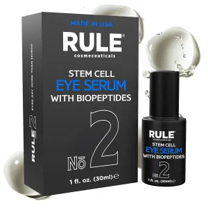 RULE Under Eye Serum for Dark Circles and Puffiness - Advanced Anti Aging Argan Stem Cell Serum Eye Bags Treatment for Men, Firm Lift & Reduce Wrinkles with BioPeptides Vitamin E Eye Gel Cream, 30ml