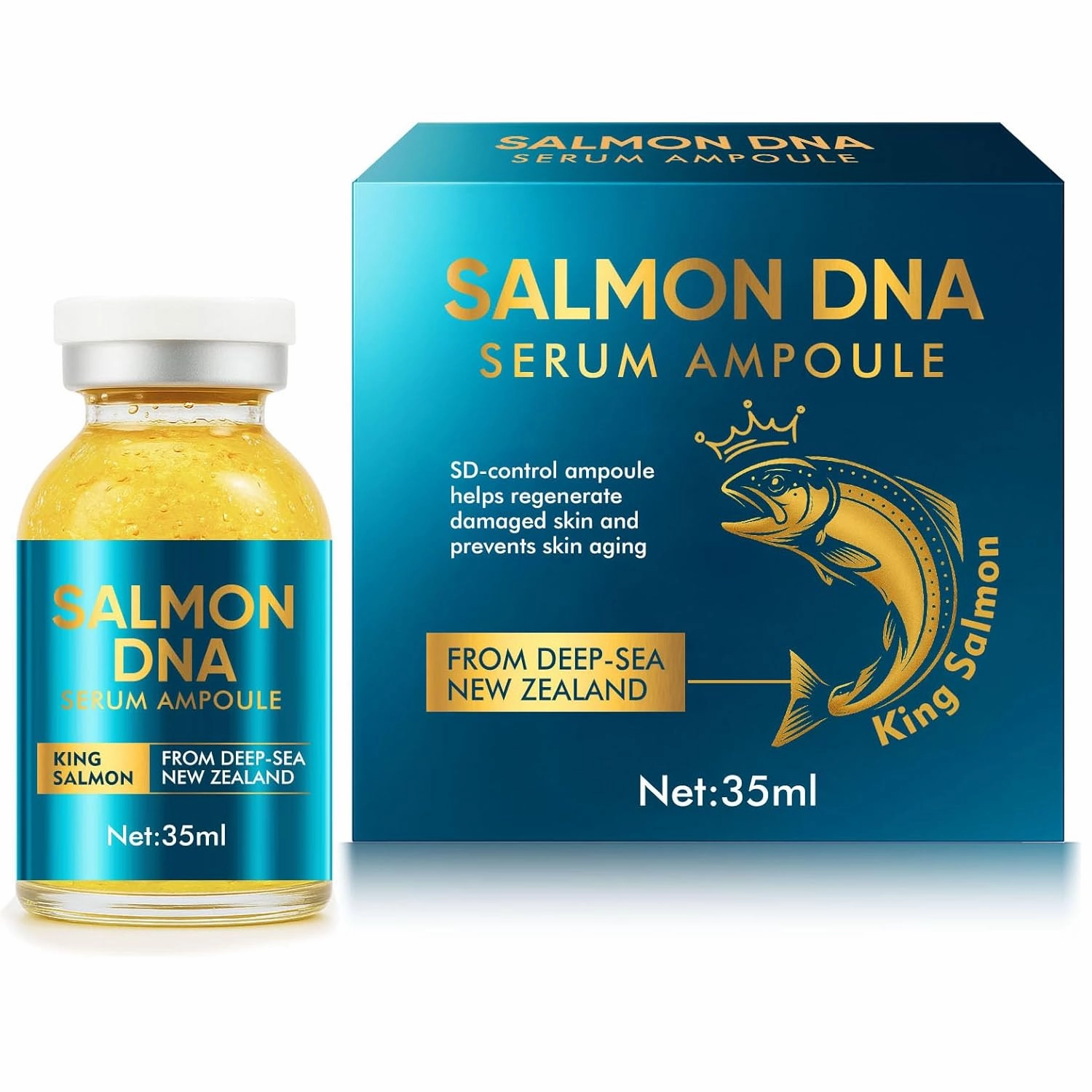 Salmon DNA Ampoule, Microneedling Serum, Anti-Wrinkle & Scar Removal for Face and Body, Salmon DNA Serum Ampoule to Use with and Without MicroNeedling, 1.2Fl Oz