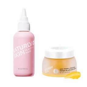 Saturday Skin Scalp   Hair Strengthening Peptide Treatment Overnight Serum Awakened and Yuzu Vitamin C Sleep Overnight Face Mask Skin Care