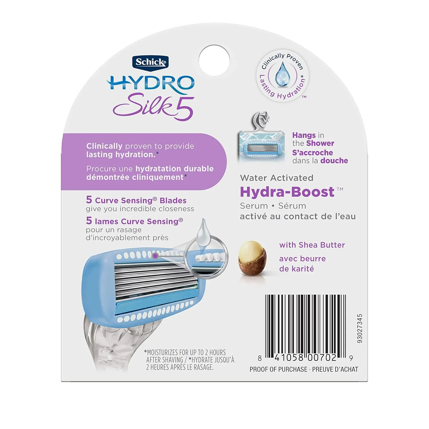 Schick Hydro Silk Moisture Razor Blade Refills, 4 Count | 5-Blade Moisturizing Razors for Women | Womens Moisturizing Razor Refills