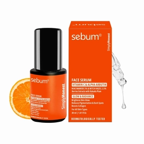 SEBUM 15% Vitamin C Face Serum | For All Skin Types | with 3% Niacinamide, Hyaluronic Acid, Kakadu Plum | Boosts Glow, Fades Dark Spots & Pigmentation | Hydrating & Non Irritating Formula | 30 ml