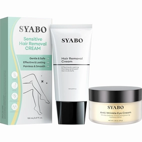 Sensitive Skin Hair Removal Cream with Anti-Wrinkle Eye Cream, Sensitive Formula Depilatory Cream and Anti-Aging and Firming Eye Cream to Fight Fine Lines, Wrinkles, Firming Lift, Fade Dark Circle
