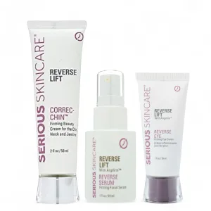 Serious Skincare Reverse Lift Trio Skin Firming Set - Tighten, Lift and Sculpt Face, Chin and Neck - Peptides - Hydrolyed Collagen - (3pack)