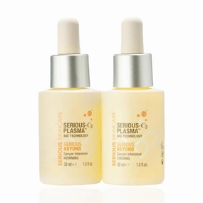 Serious Skincare - Beyond Intensive Vitamin C Serum for Face & Neck - 60 Day Facial Treatment to Brighten & Revive Glow - Visibly Smooth Lines, Wrinkles and Pores - AM & PM 2 Piece Skin Care Set