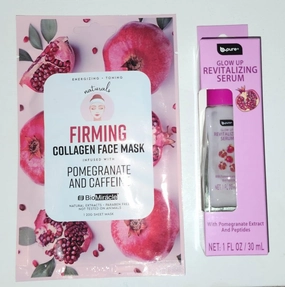 Set Glow up Revitalizing Serum and Firming Collagen Face Mask With Pomegranate