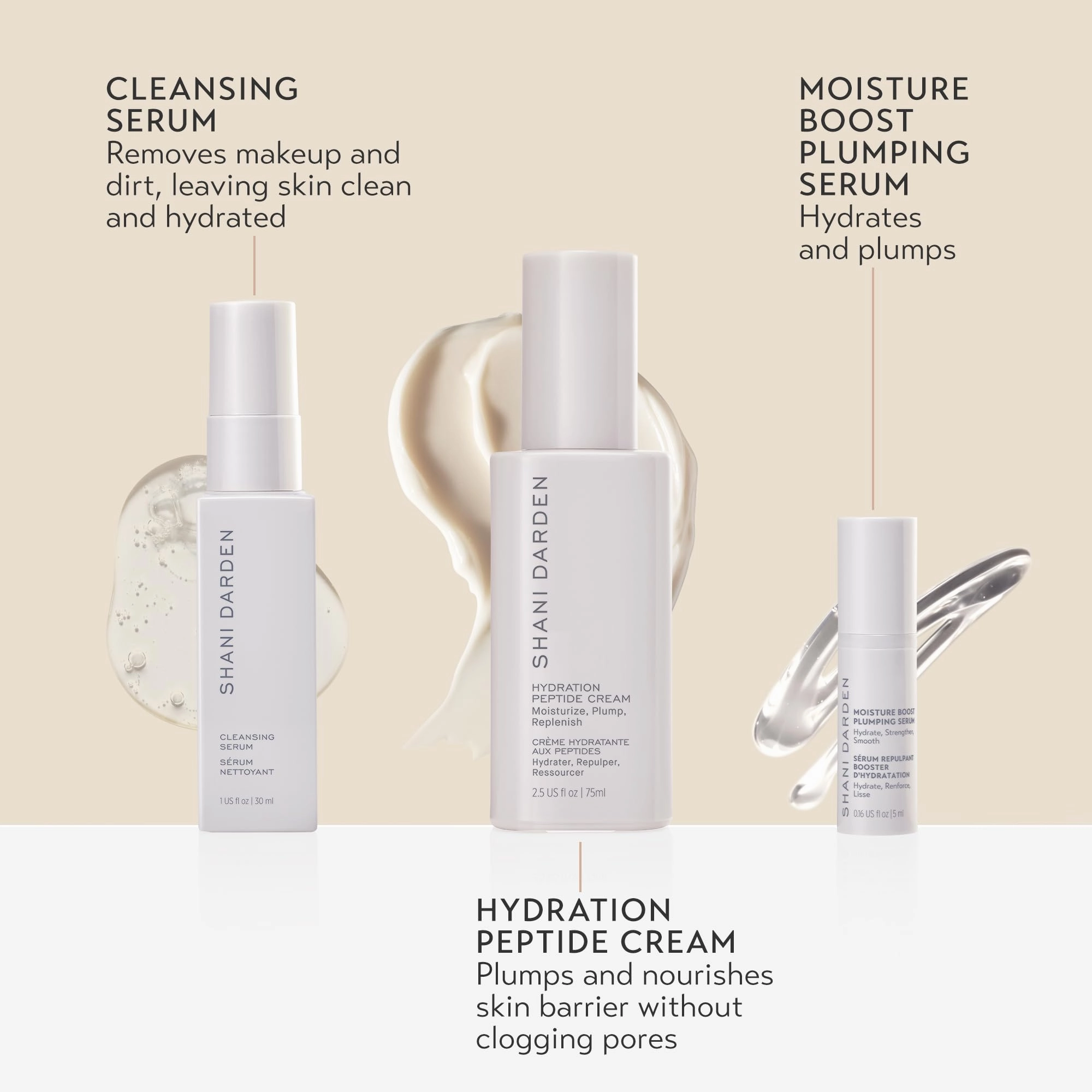 Shani Darden Skin Care Hydrate and Replenish Trio, Skin Replenishment Set, Makeup Remover and Facial Cleanser, Face Moisturizer for the Appearance of Plump Skin, Hydrating Face Cream