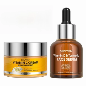 SHVYOG Turmeric Vitamin C Face Cream 1.76 Oz Vitamin C Face Serum with Turmeric 1 Fl Oz