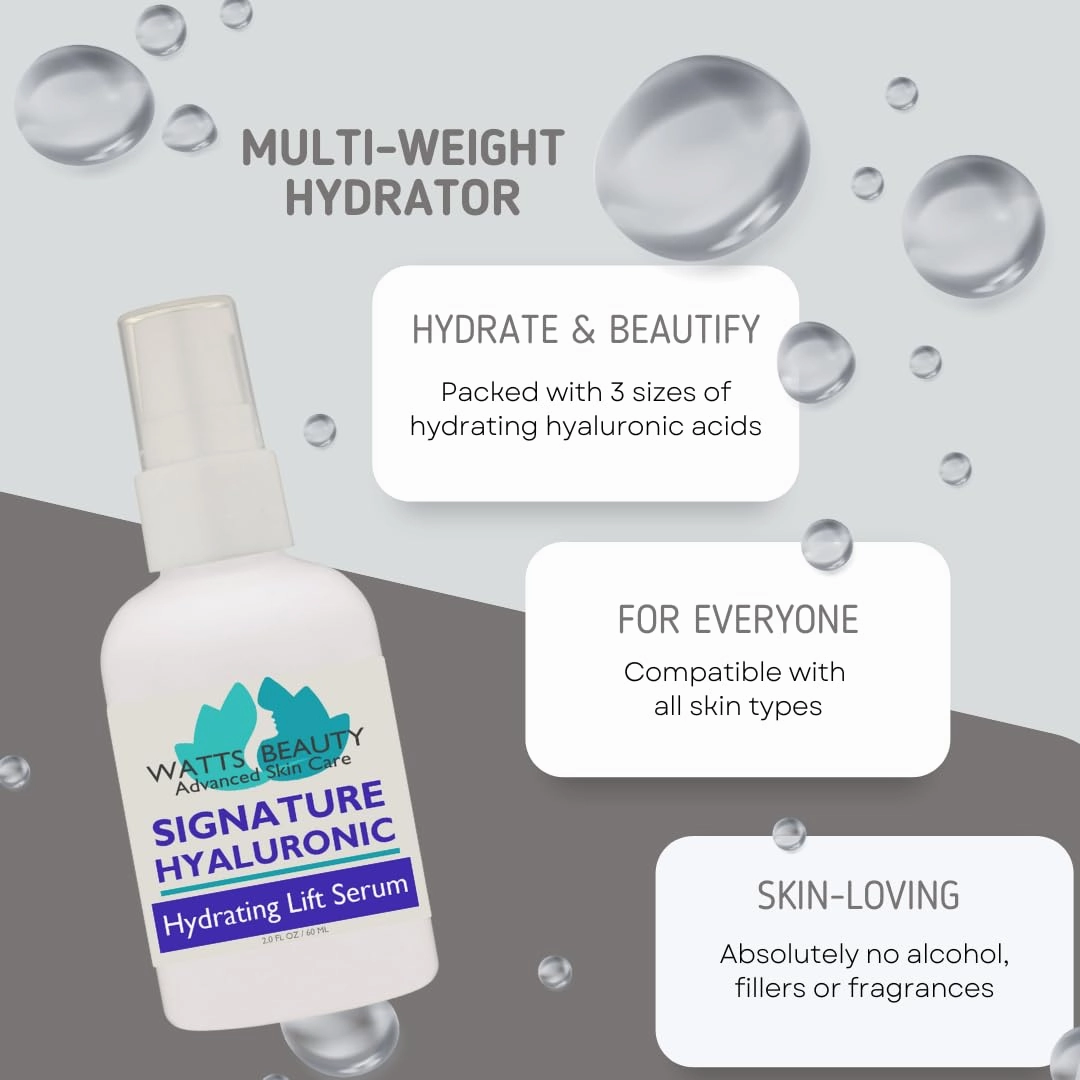 Signature 100% Pure Hyaluronic Acid Wrinkle Serum - Best Hyaluronic Acid for Face - No Parabens - Perfect Plumping Moisturizer for Wrinkles, Fine Lines, Dry, Aging Skin 2oz