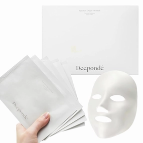 Signature Origin 100 Snow Mushroom Mask (5-packs), 100% Snow Mushroom Extract Serum Facial Sheet Masks for All Skin Types, Korean Best Hydrating Skincare Sheet Masks for Glass Skin Face