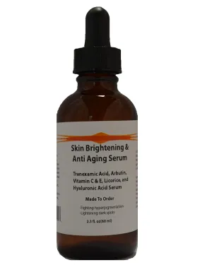 Skin Brightening & Anti Aging Serum with Tranexamic Acid, Arbutin, Licorice, Hyaluronic Acid (2.3oz)