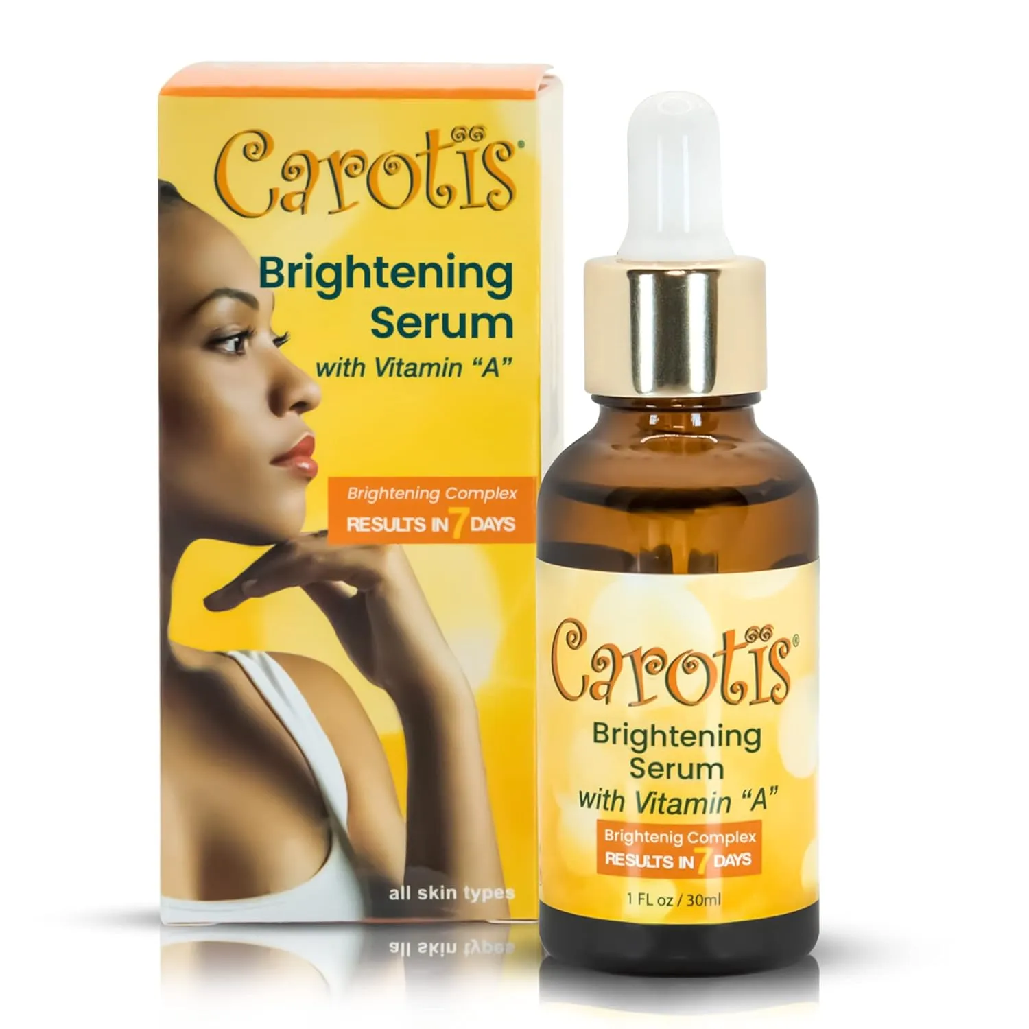 Skin Brightening Serum | 1 fl oz / 30 ml | Helps to Remove Dark Circles, Wrinkles & Spots, with Carrot Oil and Vitamin A