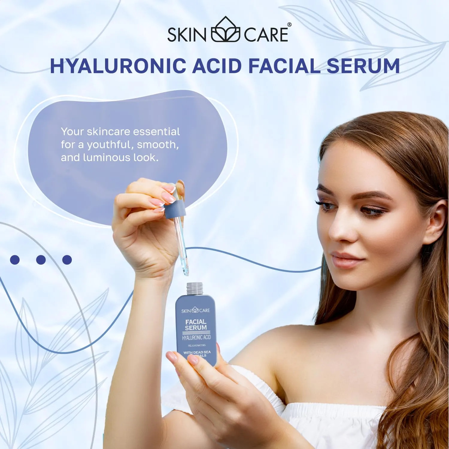 Skin Care Hyaluronic Acid Serum - Rejuvenates Moisturizes Nourishes and Soothes Face - Enriched with Dead Sea Minerals for All Skin Types - Hydrating Facial Care Treatment 1.69 fl.oz