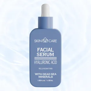 Skin Care Hyaluronic Acid Serum - Rejuvenates Moisturizes Nourishes and Soothes Face - Enriched with Dead Sea Minerals for All Skin Types - Hydrating Facial Care Treatment 1.69 fl.oz