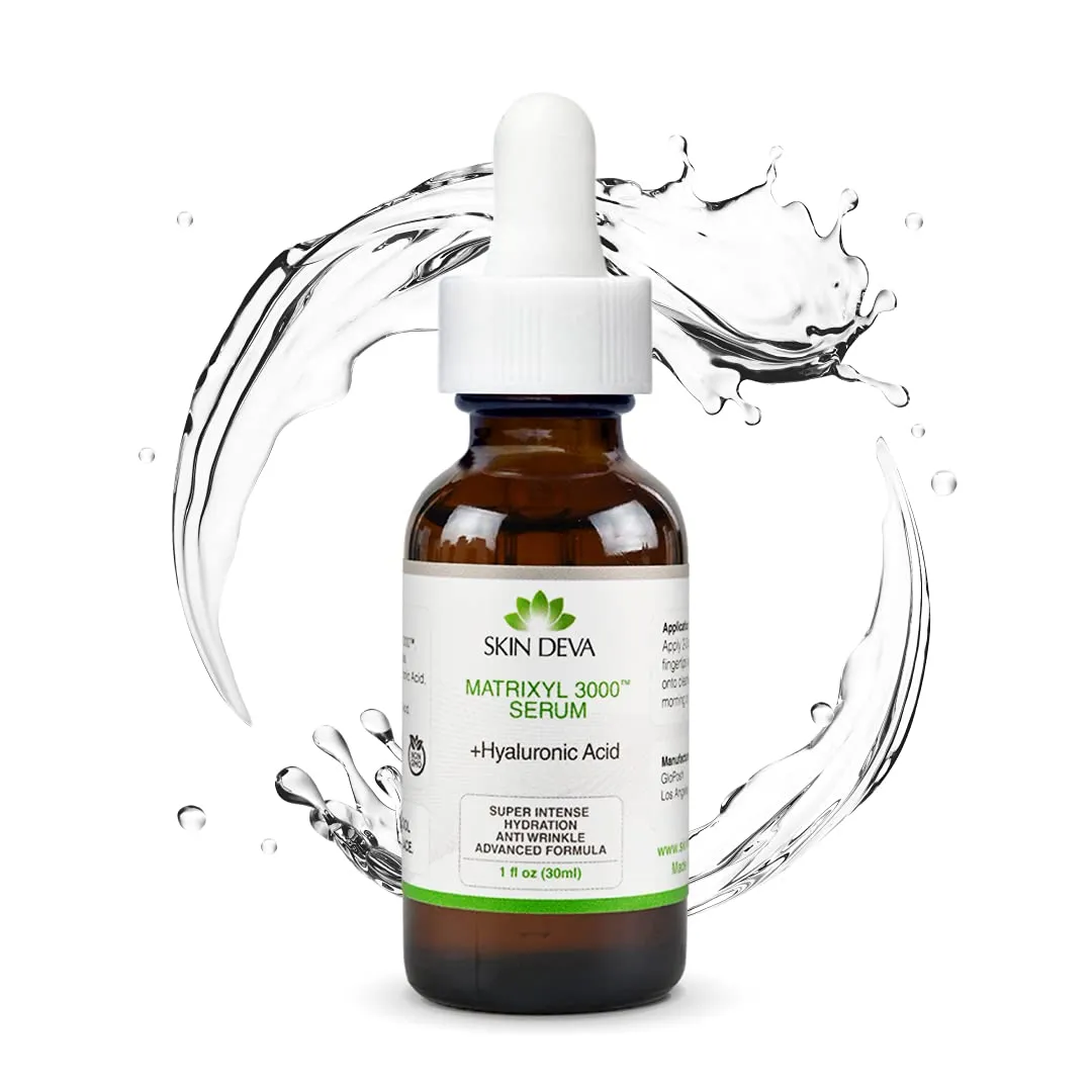 SKIN DEVA 1 fl oz Matrixyl 3000 with Hyaluronic Acid Serum Peptides Serum For Face Hydration with Hyaluronic Acid Stimulates Collagen Repair Mechanisms Lightweight Anti Aging Moisturizer