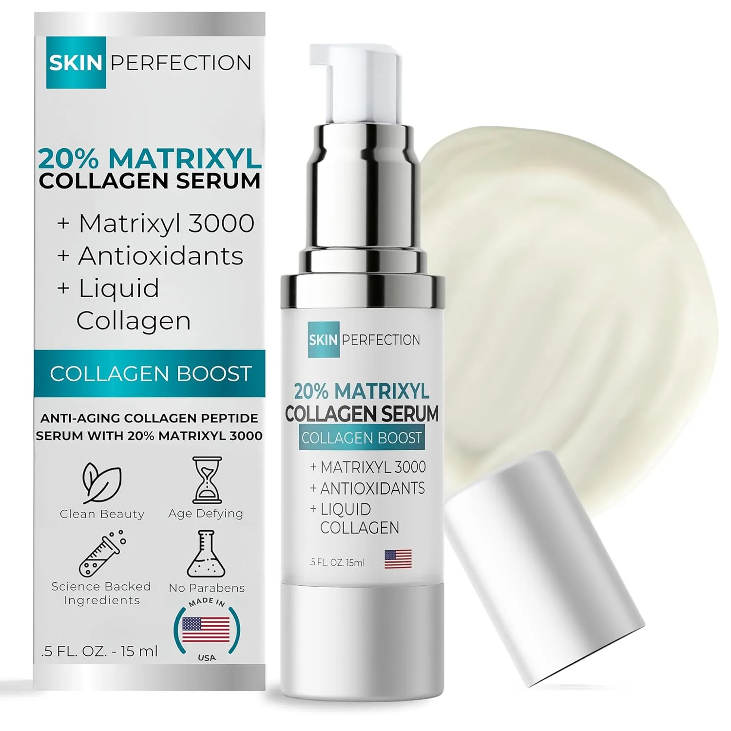 Skin Perfection 20% Matrixyl 3000 Serum with Liquid Collagen Peptides Serum Anti-Aging Hyaluronic Acid Matrixyl 3000 Pepha Tight Dmae Naturally Tighten Firm Antioxidants