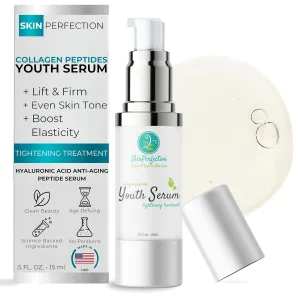 Skin Perfection Youth Serum Collagen Peptide Booster Anti-aging Tightening Treatment Hyaluronic Acid Relistase Matrixyl 3000 Regu Age Syn-coll Teprenone Homeostatine Spin Trap .5 Oz