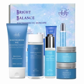 Skin Care Kit for Women, Hydrating Skincare Set Niacinamide Vitamin C, Daily Routine 5 In 1 W/Facial Cleanser, Toner, Serum, Cream, and Mask, Fragrance-Free, Suit for All Skin Type