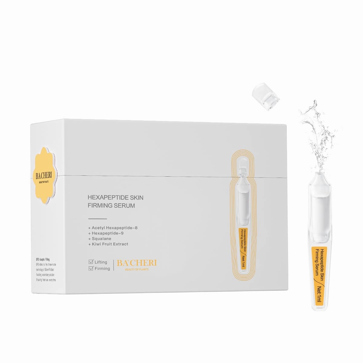 Skin Firming Serum with Acetyl Hexapeptide-8, Hexapeptide-9, Carnosine - Moisturizing, Hydrating and Antioxidant for Fine Lines, 30 Pcs/Box Ampoules