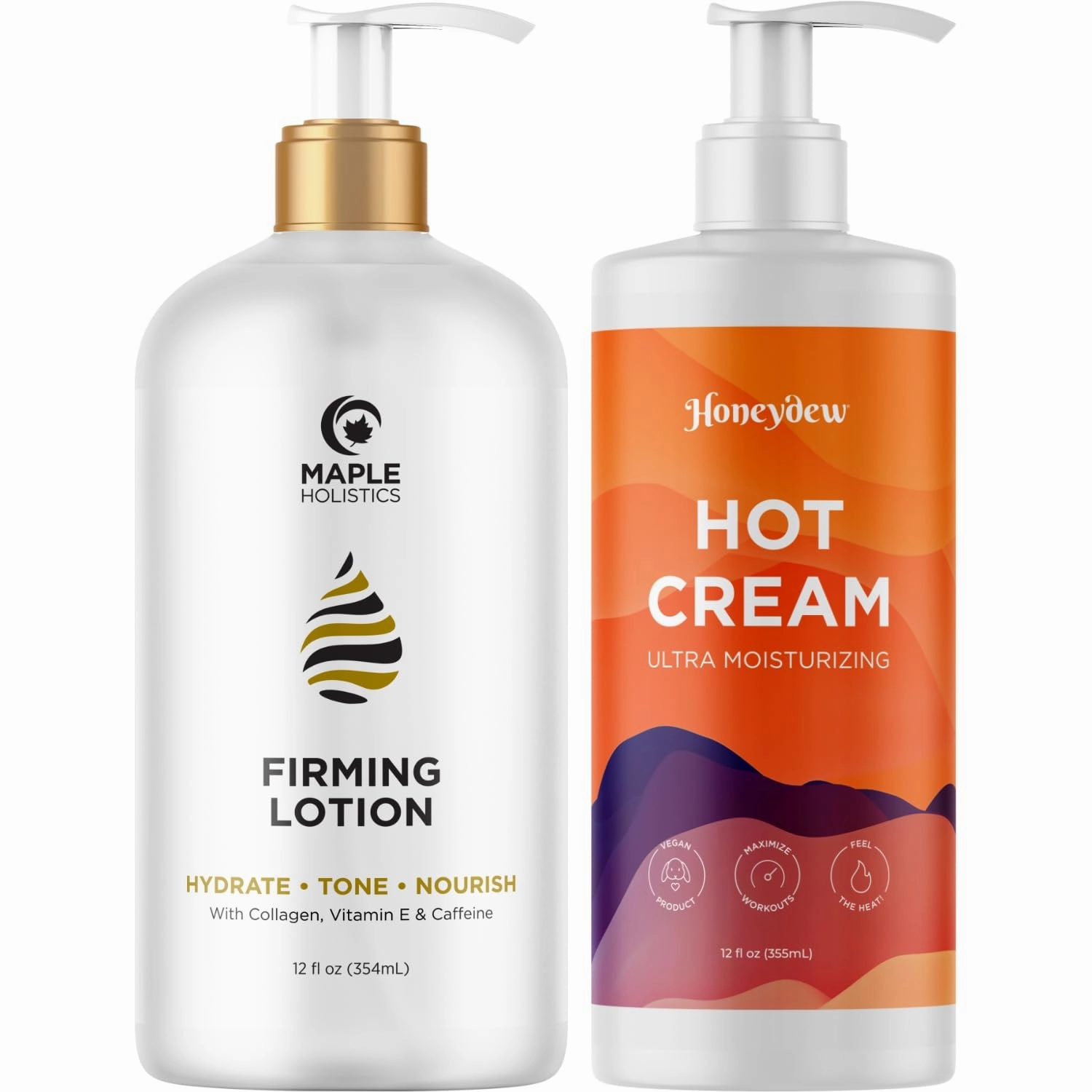 Skin Firming Set with Firming Lotion and Hot Cream - Ultimate Firming and Tightening Body Care Bundle for Thighs Belly & Bottom Made with Essential Oils