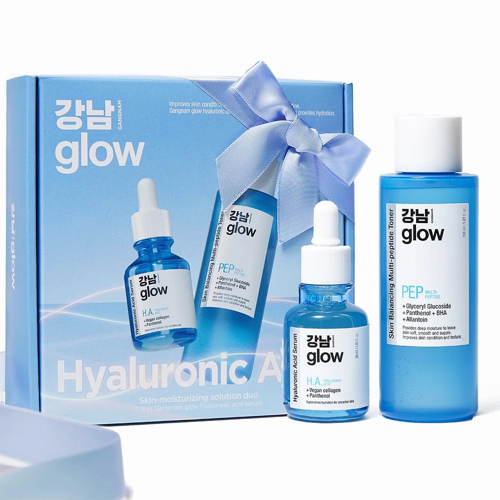 Skin-Moisturizing Solution Duo - Multi-Peptide Toner for Face 5.07fl oz & Hyaluronic Acid Serum 1.01fl oz I Korean Skincare I Special Gifts for Women