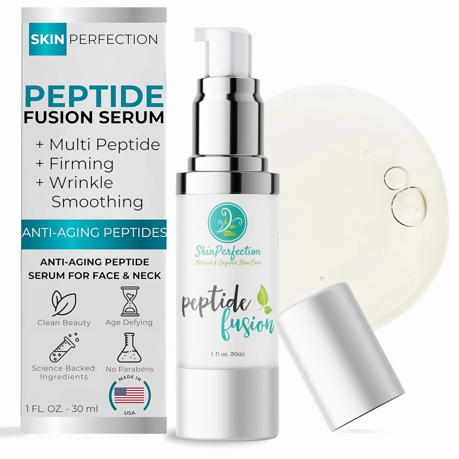 Skin Perfection Peptide Fusion Progeline Serum Anti-aging Serum for Face Fine Lines and Wrinkles Skin Firming & Tightening Progeline Argireline Snap 8 Matrixyl Syn-ake Collagen 1 Oz