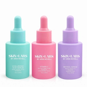 Skincare Bundle - Set of 3 Skin Care Set With Vitamin C, Retinol, Hyaluronic Acid Serum - Facial Care Solutions For Brightening, Lifting Fine Lines & Wrinkles, Hydrating Skin