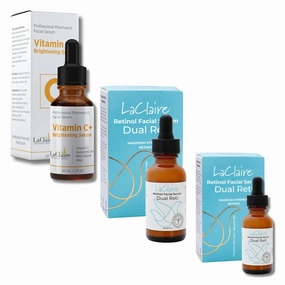 Skincare Duo: 2 Units of 8% Complex Retinol Face Serum 15ml & 30ml   Vitamin C Plus Serum 30ml - Anti-Aging, Brightening, Firming, Smoothing