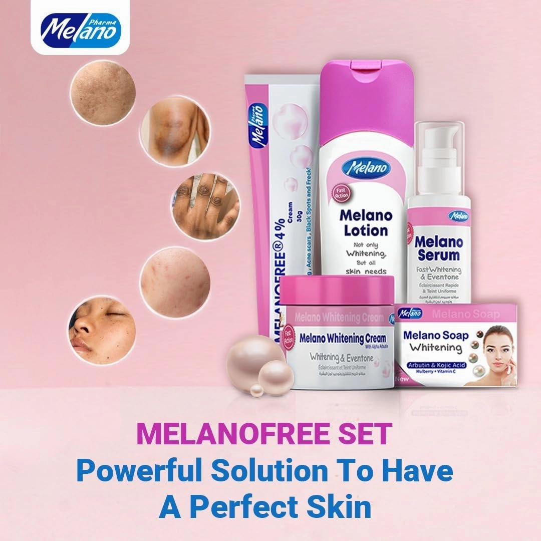 Skincare Set with Whitening Cream, Lotion, Serum and Soap for Even Skin Tone