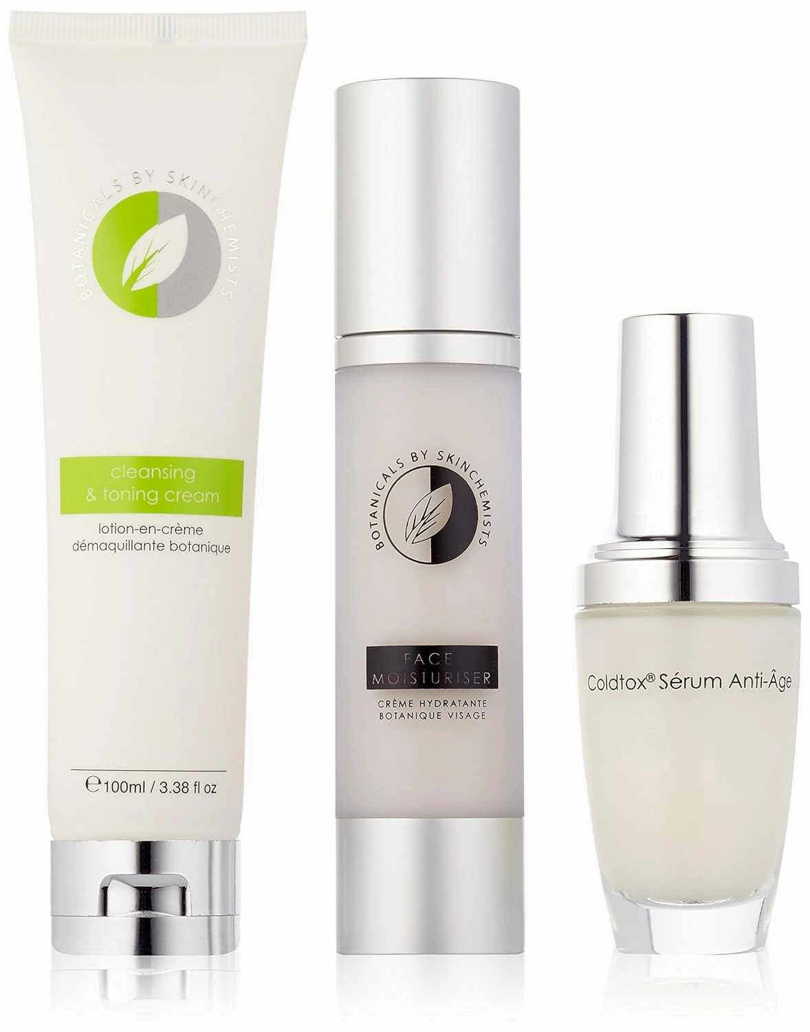 skinChemists Botanicals Cleansing and Toning Cream, Coldtox Facial Serum and Botanicals Face Moisturizer, 80 Gram