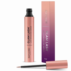 Skinqore GlamLash Eyelash Serum for Growth and Thickness, Lash and Brow Keratin Boosting Complex with Hair Enhancing Peptides and Amino Acids for Thicker, Fuller, Strong Lashes 3ml (Glam Lash 3ml)…