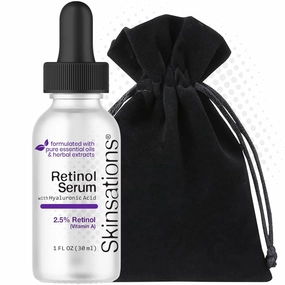 Skinsations - Retinol Serum with Hyaluronic Acid | Face Moisturizer with 2.5% Vitamin A and 8 Organic Botanical Extracts | Jojoba Oil, Vitamin E, Aloe, Propolis