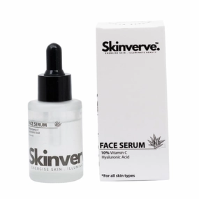 SKINVERVE 10% Vitamin C Face Serum 30ml | For Glowing Skin & Brightening | Hyaluronic Acid | Non-Sticky & Non-Irritating | For All Skin Types | Daily Use Formula