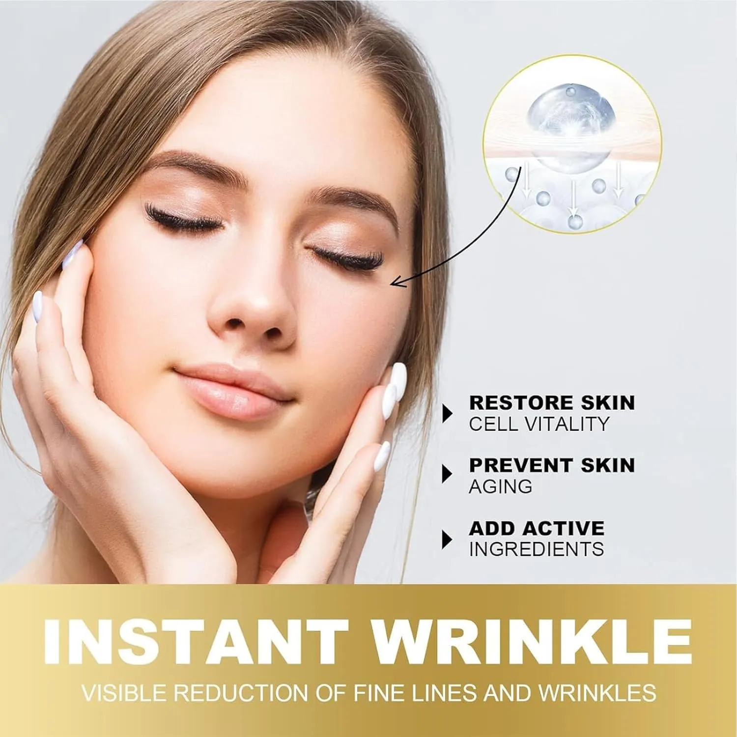 Skip The Line Instant Wrinkle Eraser, Skip The Line Restore Skin Elasticity, Firming Peptides Lotion Serum For Body, Instant Face Lift Cream, Fade Fine Lines & Tighten Skin, Anti-Aging (3pcs)