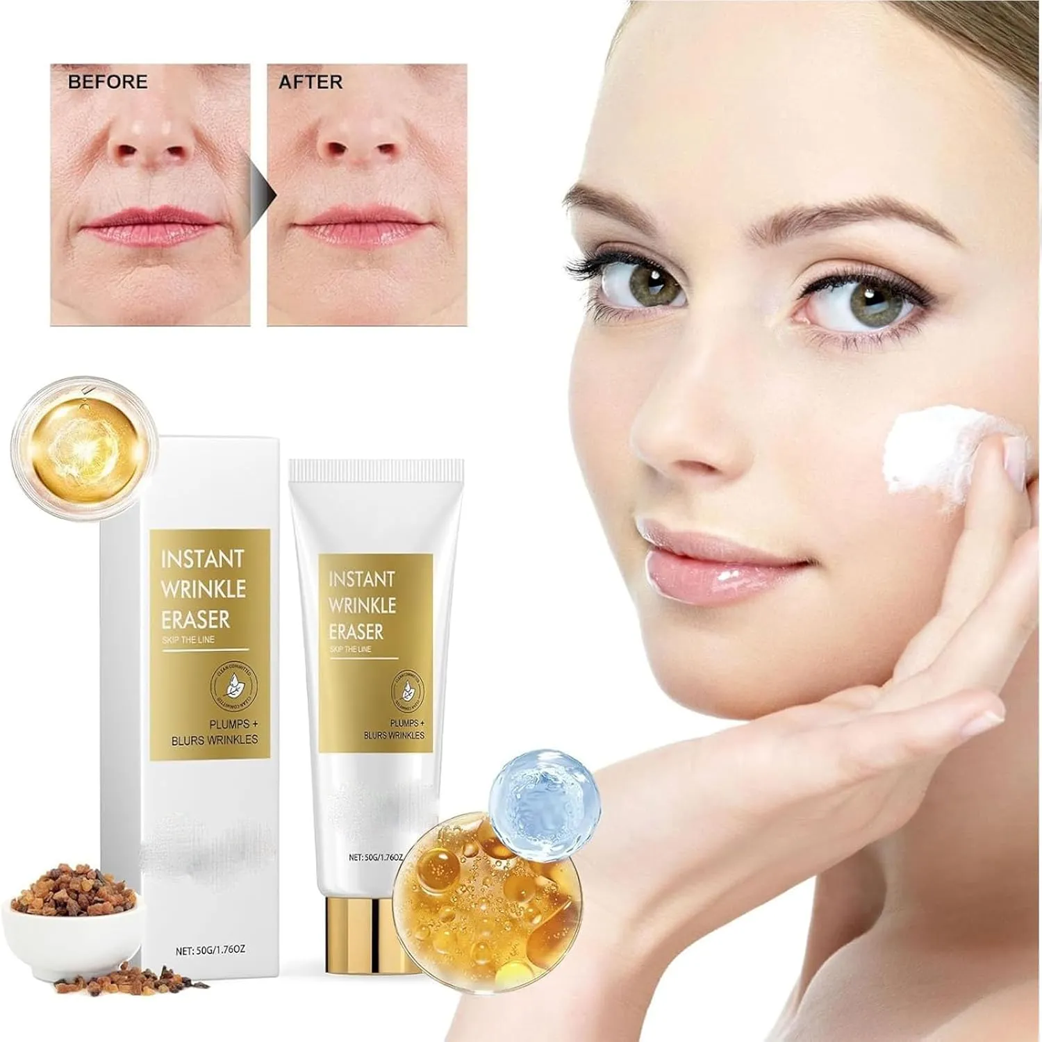 Skip The Line Instant Wrinkle Eraser, Skip The Line Restore Skin Elasticity, Firming Peptides Lotion Serum For Body, Instant Face Lift Cream, Fade Fine Lines & Tighten Skin, Anti-Aging (3pcs)